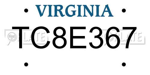 TC8E367 Virginia License Plate