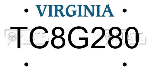 TC8G280 Virginia License Plate