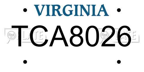 TCA8026 Virginia License Plate