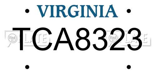 TCA8323 license plate in VA state