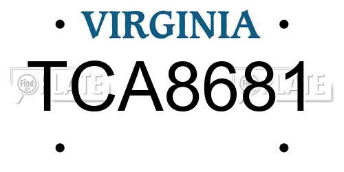 TCA8681 Virginia License Plate