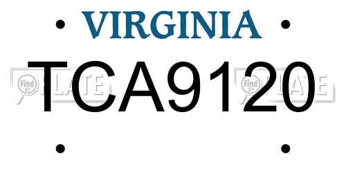 TCA9120 Virginia License Plate