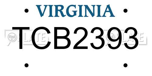 TCB2393 Virginia License Plate