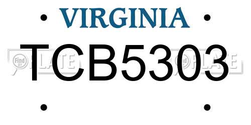 TCB5303 Virginia License Plate