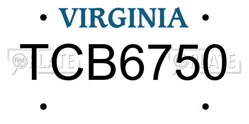 TCB6750 Virginia License Plate