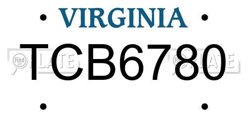 TCB6780 Virginia License Plate
