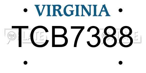 TCB7388 Virginia License Plate