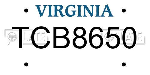TCB8650 Virginia License Plate