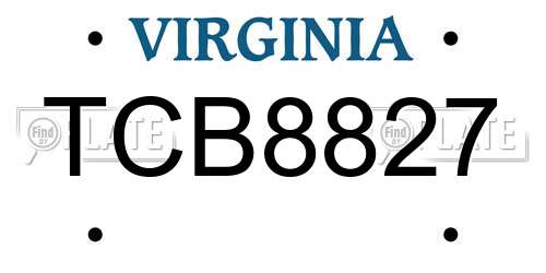 TCB8827 Virginia License Plate