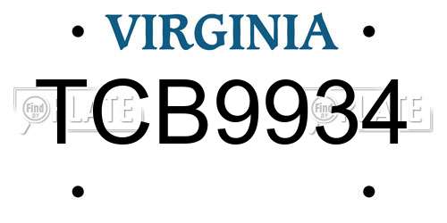TCB9934 Virginia License Plate