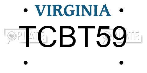 TCBT59 Virginia License Plate