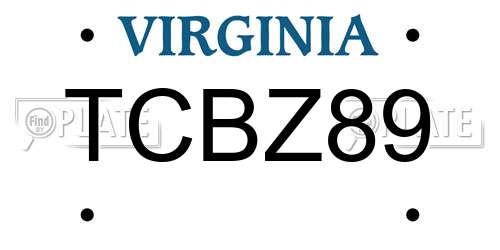 TCBZ89 Virginia License Plate