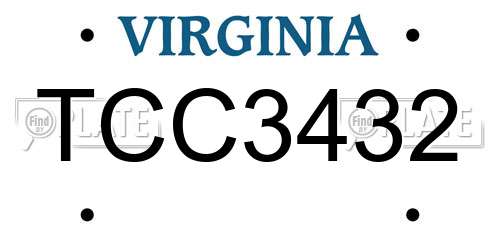 TCC3432 Virginia License Plate