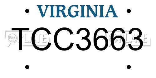 TCC3663 Virginia License Plate
