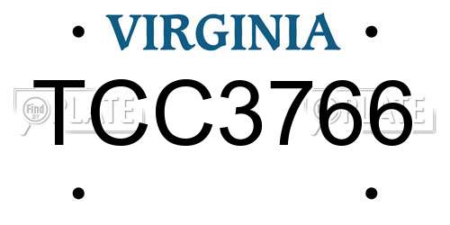 TCC3766 Virginia License Plate