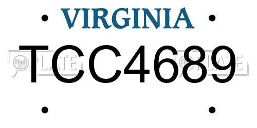 TCC4689 Virginia License Plate