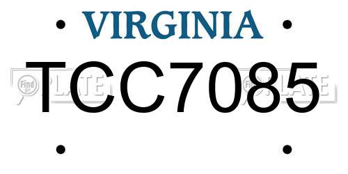 TCC7085 Virginia License Plate