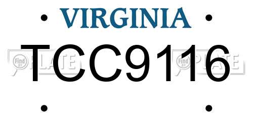 TCC9116 Virginia License Plate