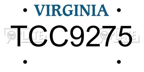 TCC9275 Virginia License Plate