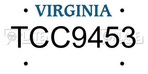 TCC9453 Virginia License Plate