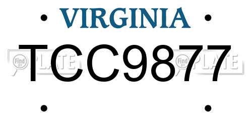 TCC9877 Virginia License Plate