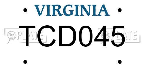 TCD045 Virginia License Plate
