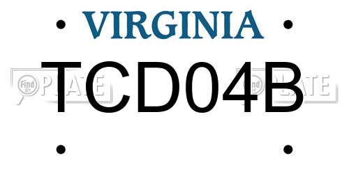 TCD04B Virginia License Plate