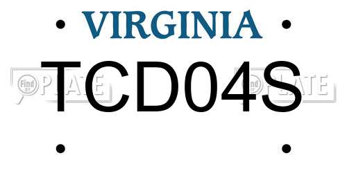 TCD04S Virginia License Plate