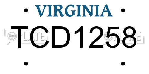 TCD1258 Virginia License Plate