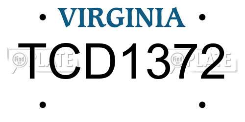 TCD1372 Virginia License Plate