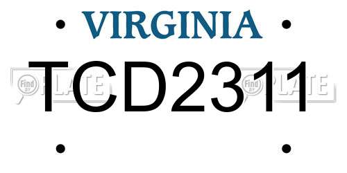 TCD2311 Virginia License Plate