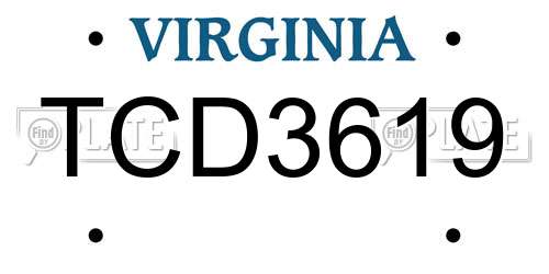 TCD3619 Virginia License Plate