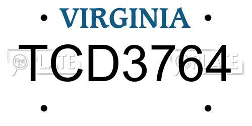 TCD3764 Virginia License Plate