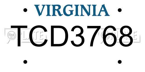 TCD3768 Virginia License Plate