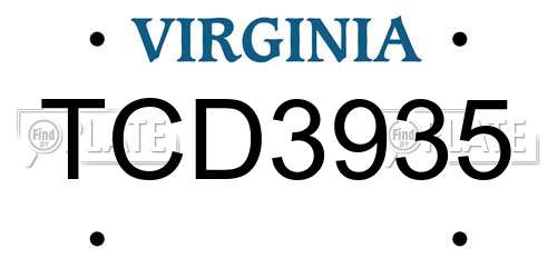 TCD3935 Virginia License Plate