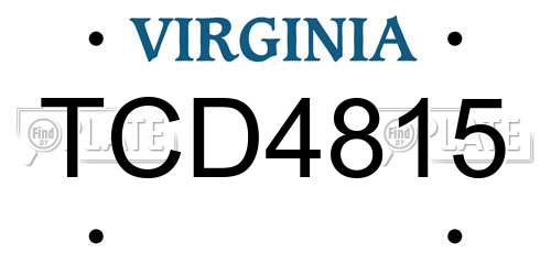 TCD4815 Virginia License Plate