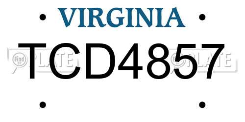 TCD4857 Virginia License Plate