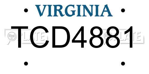 TCD4881 Virginia License Plate