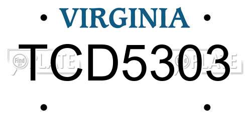 TCD5303 Virginia License Plate