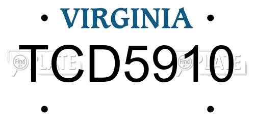 TCD5910 Virginia License Plate