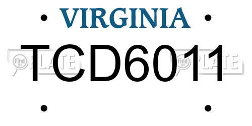 TCD6011 Virginia License Plate
