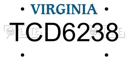 TCD6238 Virginia License Plate