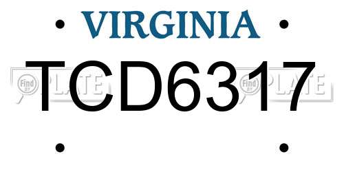 TCD6317 Virginia License Plate