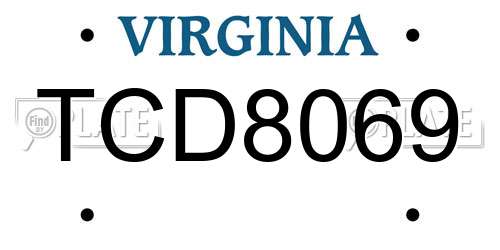 TCD8069 Virginia License Plate
