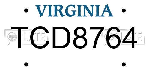 TCD8764 Virginia License Plate