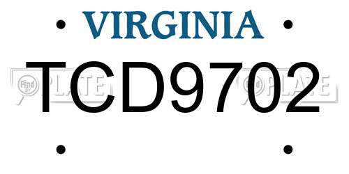 TCD9702 Virginia License Plate