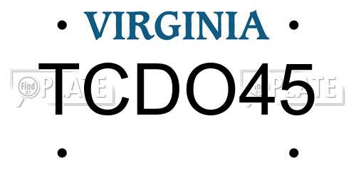 TCDO45 Virginia License Plate