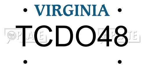 TCDO48 Virginia License Plate