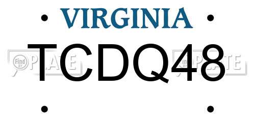 TCDQ48 Virginia License Plate