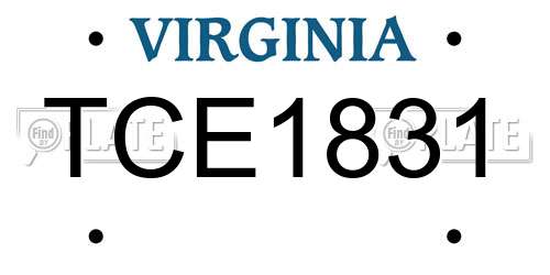 TCE1831 Virginia License Plate